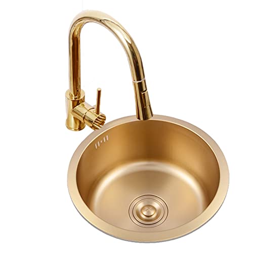 Évier à cuve simple compact rond doré pour éviter les éclaboussures