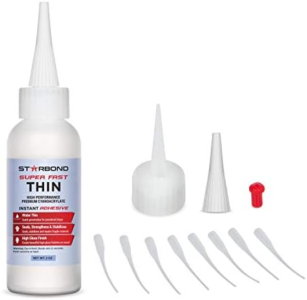 STARBOND EM-02 Super Fast Thin, Premium Instant CA (Cyanoacrylate Adhesive) Super Glue Plus Extra Cap and Microtips, 2 oz. (for Woodturning, Pen Turning, Hobby, Stabilizing, Finish, Inlay)