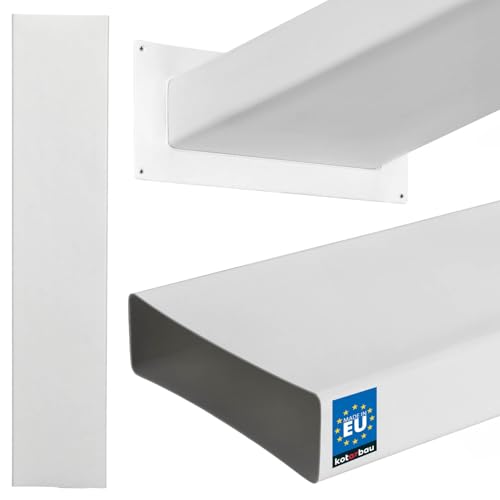 KOTARBAU® Canal plat 204 mm x 60 mm - En plastique - Longueur : 100 cm - Système de canaux plats efficaces pour une ventilation optimale - Conduit plat - Hotte...