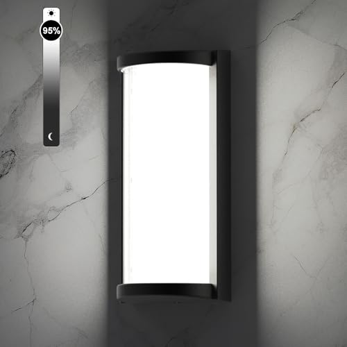 Sytmhoe Appliques Exterieures Murales Noires LED SCR Dimmable 18W 6000K Lumière Froide CA 85-265V, Eclairage Mural Exterieur Design Ip65 Étanche, Aluminium Lampes Pour Jardin Balcon Porte d'entrée