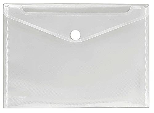 EliteKoopers Strong A4 File Folder Document Wallets Folder Sleeves Button Stud for Office School (1Pcs Clear)