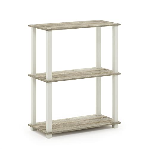Image of Furinno TURN-S-TUBE Storage Shelves, 3-Tier Book Shelf, Corner Shelf, Toolless Open Shelves, for Organization and Storage, Living Room, Garage, Home Office, Sonoma Oak
