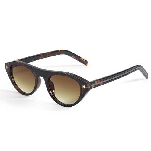 TJUTR Oval Cat Eye Sunglasses for Women, 90s Trendy Retro Oval Sunglasses, Cateye Frame with UV Protection for Driving Travel