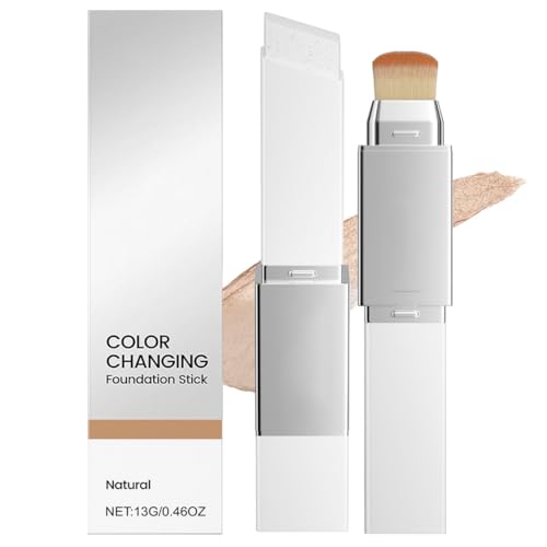 SUJEBKC Barra Base Maquillaje Que Cambia Color,Barra Crema Cubriente Bar ra Basemaquillaje Blanca Con Cobertura Completa A Media,Para Todo Tipo Pieles,Con Cabezal Brocha(Color natural)