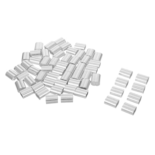 Garneck 60 Piezas Clip De Aluminio Prensado Para Cable Manguitos De Engarce Para Cables De Protector De Extremos Para Uso Jardín Funda Metálica