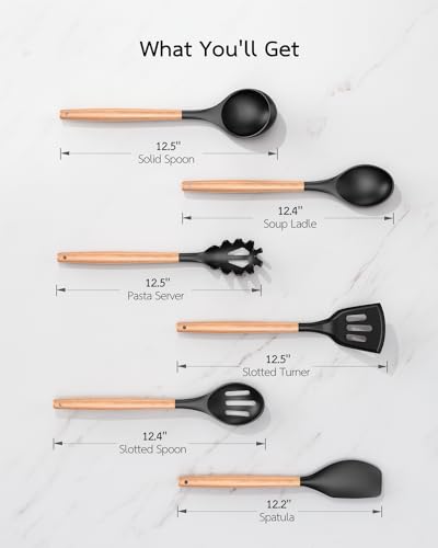 TUUMIIST 18-Piece Knife Set with Block, Sharpener, Silverware Set, and Removable Magnetic Utensil Holder (Black) - Precision Cutting and Organized Dining: Complete Kitchen Solution