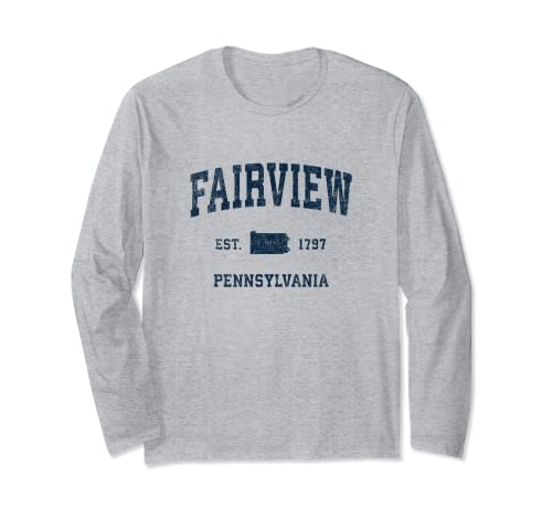Fairview Pennsylvania PA Diseño deportivo vintage estampado azul marino Manga Larga