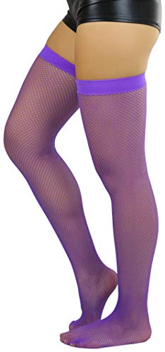 Image of ToBeInStyle Women's Fine Classic Fishnet Thigh High Stretch Nylon Novelty Stockings