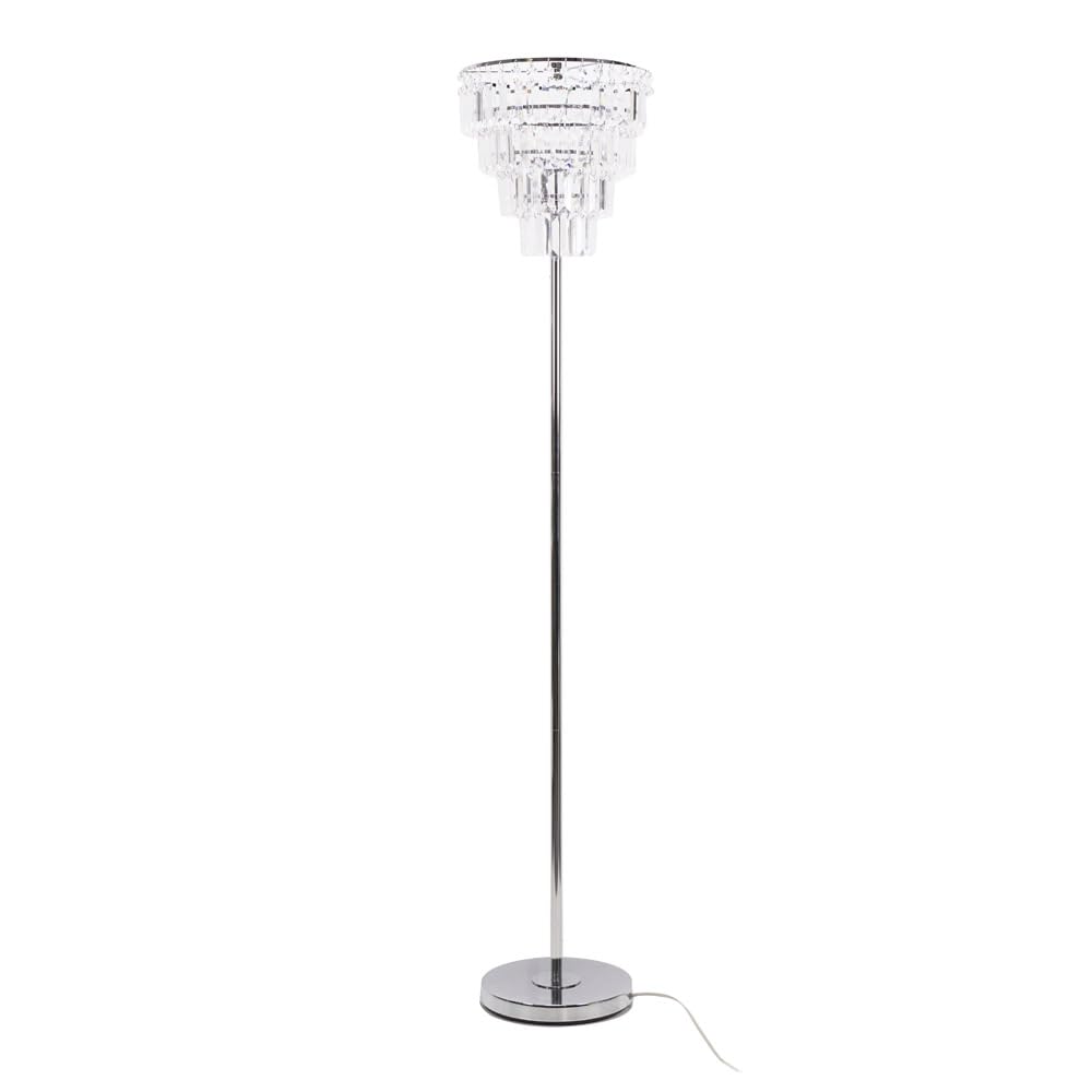 Valuelights Silver Kelsks Chrome Floor Lamp With Jewel Droplet Lamp Shade In