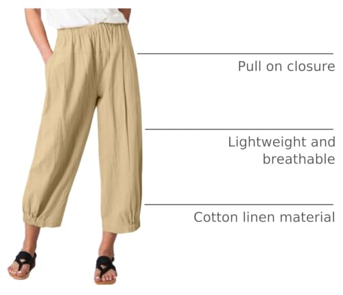Image of Bozanly Summer Capri Pants for Women Casual Elastic Waist Cotton Linen Comfy Yoga Crop Pants Trousers 2026