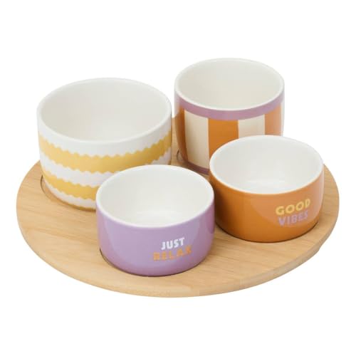 Atmosphera - Set apéritif poolside plateau en bambou et 4 bols assortis