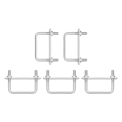 Image of DTGN M8x65x65mm(ThreadxWxL) Square U Bolt - 5Pack - Good for Trailer Pipe Replacement Parts - 304 Stainless Steel U Shape Bolts