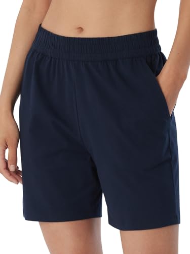 Schiesser Damen Schlafhose Kurz Baumwolle - Mix + Relax Pyjamaunterteil, Dunkelblau_179265, 42 EU