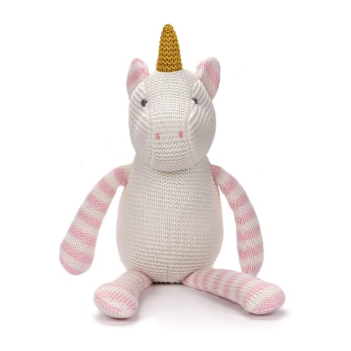Image of FLUFFYFUN 100% Organic Cotton Pink Unicorn Plush, 7.1" Baby Stuffed Animal for Newborn