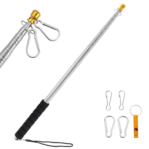 9.8ft/3M Telescoping Portable Flag Pole,Thick Stainless Steel Handheld Extendable Retractable Flagpole with 4 Clips,Collapsible Telescopic Hand Held Flag Pole for Tour Guide,3x5 4x6 Flags,Festival