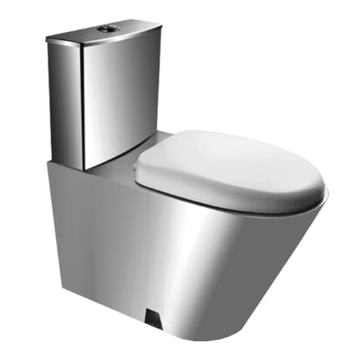 Inodoro de acero inoxidable 304, inodoro comercial con tanque de agua, sifón de alta eficiencia, inodoro de doble descarga, asiento de inodoro compacto de 3L/6L, D