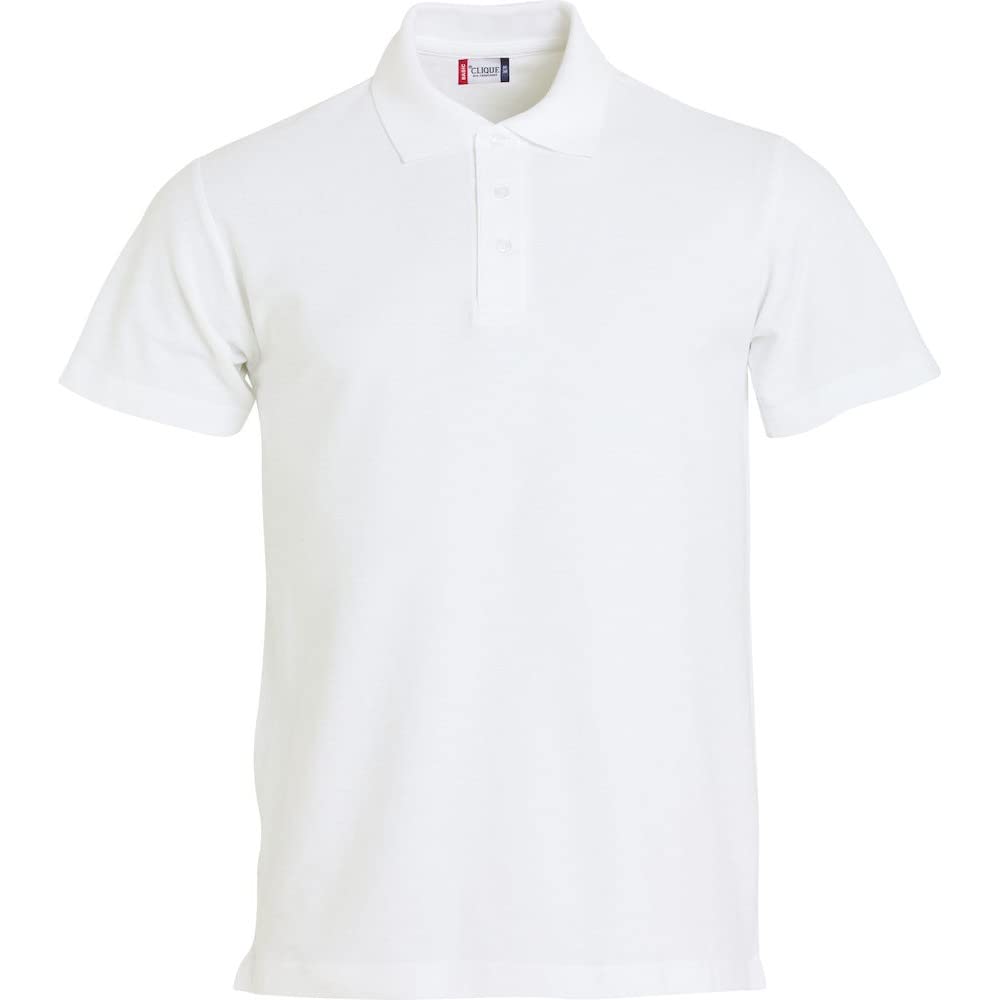 Clique Men's White Basic Polo Shirt L 100% Cotton Oeko-Tex Certified