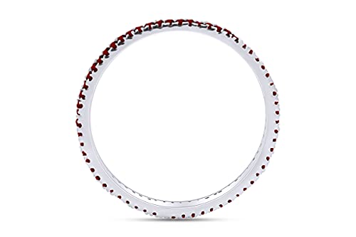 Simulated Garnet Eternity Stackable Wedding Ring in 14k White Gold Over Sterling Silver (1/5 Cttw)4