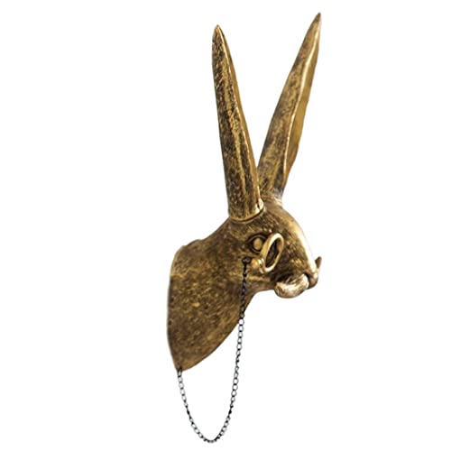 Eaarliyam Rabbit Head Wall Art, 3D Animal Heads Wall Hanging Sculptures, Resin Wall Hanging Mount Ornament, Retro Home Decoration Sculpture (10.43X5.51X3.94 Inch) #TOP6