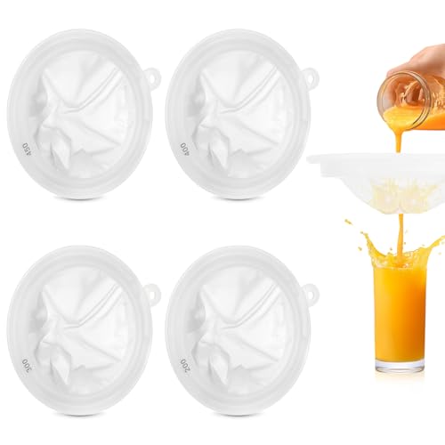 Pavlleen 4 pezzi colino per olio d'oliva, setaccio da cucina a maglie 200/300/400/450, filtri a maglie di nylon, precisione, filtro per vino a maglie fini per filtrare succhi, latte,