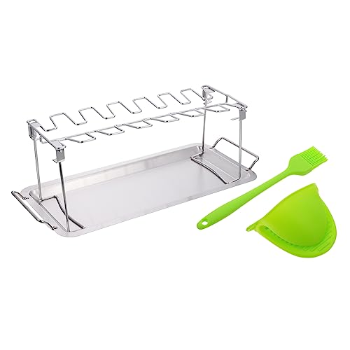 TOYANDONA 1 Juego Soporte Inoxidable para Barbacoa con Rejilla para Muslos y Alitas para Camping y Picnic Accesorio de BBQ Duradero y Práctico de Limpiar y Transportar Color