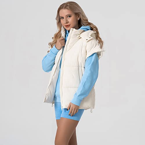 Shiyifa Womens Puffer Vest Oversized Sleeveless Guilted Jacket Lightweight Zip Up Padded Gilet With Detachable Hood thumb #4