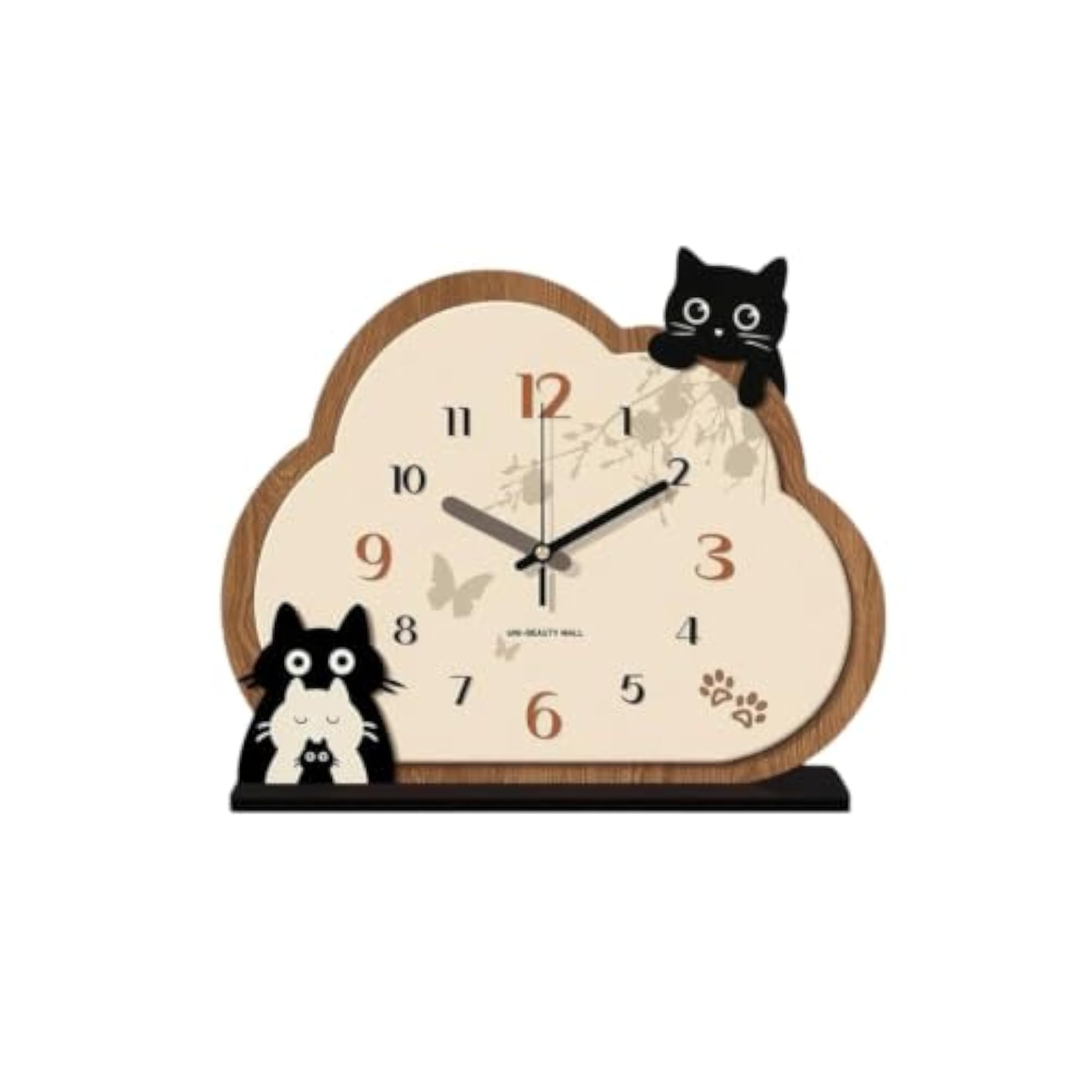 Analog Cumulus Clock with Cat Figures