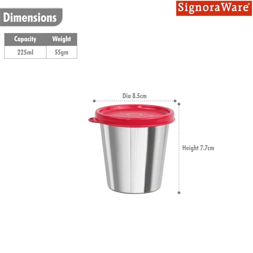 Image of SignoraWare Bitsy Stainless Steel Container /Tumbler | Airtight & Leakproof | Compact, Durable & Stylish Storage | Ideal for School, Office & Outdoor Use (225ml | Red)