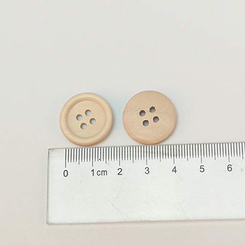 Chenkou Craft 100Pcs 20Mm 3/4" Round Natural Wood Buttons 4 Holes Craft Sewing Button (20Mm) #TOP3