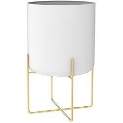 Macetas Tipo Nordico CLSSLVVBN Soporte Dorado para Plantas con Maceta, Estante de Lujo Ligero a la Moda, Tipo de Suelo, Soporte para suculentas, Maceta Grande de Metal para Exteriores y hogar, Blanco