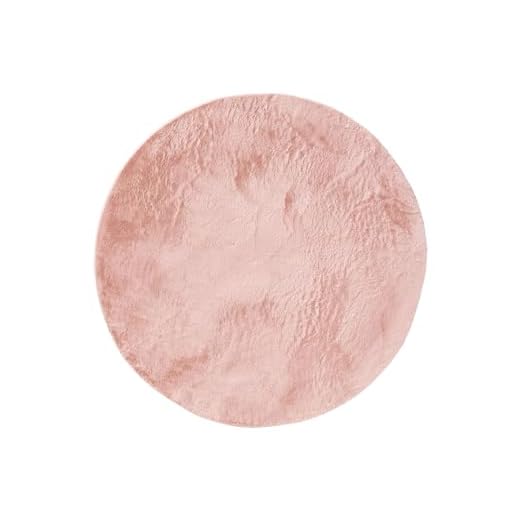 benuta Tapis rond 120 cm - Tapis rose Furry - Rond en fausse fourrure, diamètre: 120 cm, doux, envers antidérapant, lavable, pour chauffage au sol - Lounge carpet round - Tapis de chambre doux