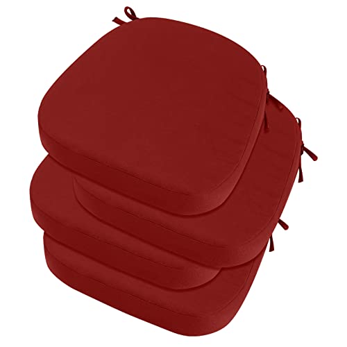 idee-home Juego de 4 cojines gruesos para sillas de exterior, 19 x 19 x 3 pulgadas, cojines de exterior con lazos, impermeables, cojines para sillas de patio, cojines para silla de comedor, color