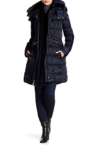 Vince Camuto Women's Faux-Fur-Trim Hooded Puffer Coat, M Mystic Blue