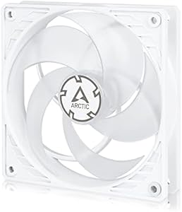 ARCTIC P12 PWM PST – 120 mm, Ventilateur Boitier Silencieux, Refroidisseur pour Unité Centrale, Pression Statique Élevée, Fonction de Partage PST, 200-1800 RPM – Blanc/Transparent