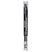 REVLON Augenbrauenstift Dark Brown – 2-in-1 Farbe & Highlighter, Mit Kabuki-Bürste