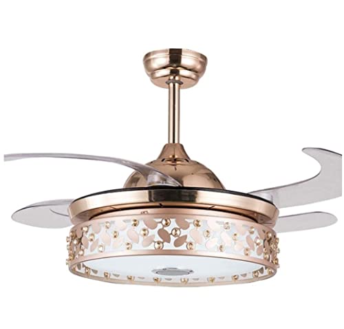 MCLIUJIA Ventiladores para El Techo con Lámpara Ventilador De Techo Invisible De 42 Pulgadas con Luz Y Control Remoto, Luz De Ventilador De Techo con Aspas Retráctiles Bluetooth Creativas