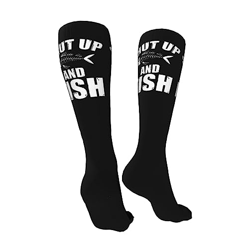 Shut Up And Fish Knee High Socks For Women Long Tube Socks Athletic Compression Socks Unisex High Socks Girls2