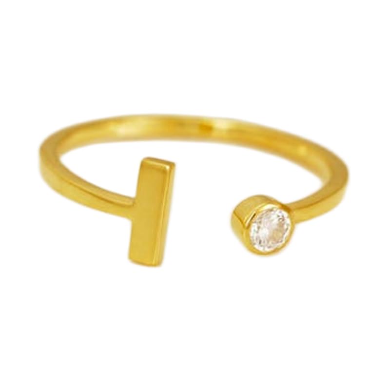 Bague solitaire en argent 925 et or plaqué avec diamant CZ éclatant
