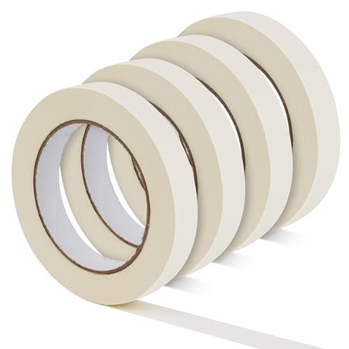 NIUBIER Masking Tape, 0.75 inch Wide Painters Tape, 4 Pack Strong Adhesive Labeling Tape, Beige White, 55 Yards per Roll (220 Total Yards) for Home, Office, Labeling, School, DIY, and Crafts