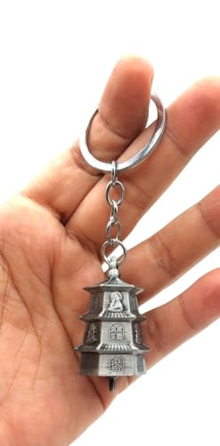 Image of Classic Antique Tibetan Temple Bell Shaped Keyring for Gift Gaurdian bell for Car Bike Bags Metal Key ring Key Chain Bag Charm Gift