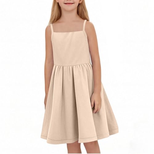 Girls Tank Dress 2025 Casual Spaghetti Strap Beach Sundress Cute Little Girls Summer A-Line Flowy Dress Comfort Solid