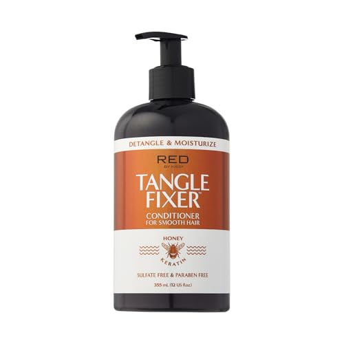 Red by Kiss Tangle Fixer with Honey & Keratin, Sulfate-Free Detangling Conditioner for Shine & Frizz Protection, Mango & Peach Scent