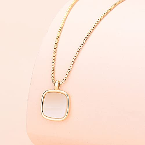 Collier carré pierre noire véritable et détails cercles minimalistes - 2