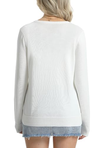 Image of QUALFORT Women's 100% Cotton Lightweight Cardigans Long Sleeve Knitted Button Down Sweater