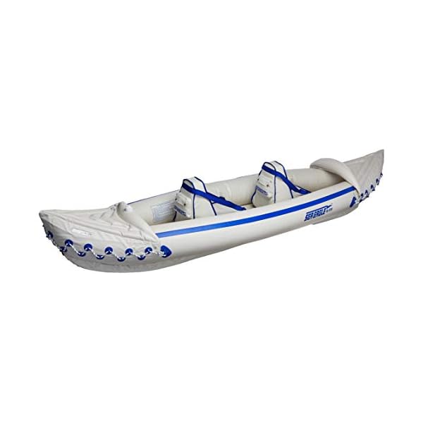 Sea Eagle SE330 Two Person Inflatable Sport Kayak Boat with Two Seats, Two Paddles and Pump