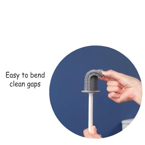 Image of Wall Mounted Bathroom Cleaning Brush Holder Set with Toilet Brush, Long Handle Floor Scrubber, Multi Purpose Cleaning Tools Organize (3 in 1 Toilet Cleaner Brush)