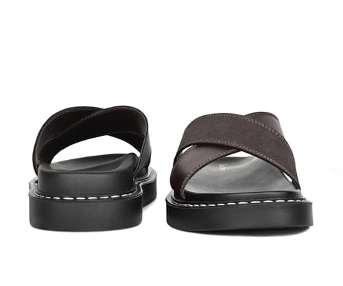 Image of LOUIS STITCH Brown Comfortable Men's Sandals | Lightweight Casual Cross Strap Slip-On Sandals| Everyday Wear Sandals with PU Cushion Sole | LSOF-22-BB