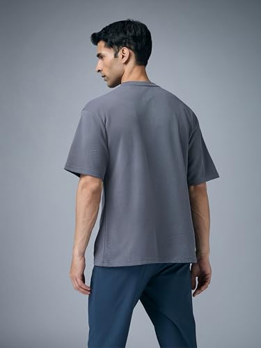 Image of TECHNOSPORT Men Printed Oversized Round Neck T-Shirt with COTFLEX, Dry Fit Sports Tee, Oversized Activewear T-Shirt for Gym, Running, Sports & Casual Wear