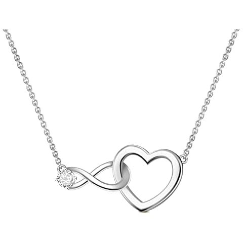 Silver Heart Necklace for Women,Infinity Necklace Sterling Silver Necklace Women Necklace Love Necklace Friendship Necklace,Mum Necklace,Necklace for Her,Gift for Mother's Day,Gift for Her Cover