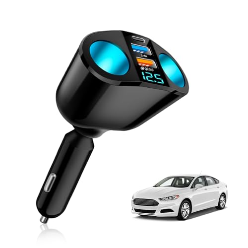 Sdoppiatore Accendisigari Auto, 120W Presa Accendisigari Doppia, Presa USB Accendisigari 12V/24V, Accendisigari USB per Telefoni Tablet GPS, (QC3.0/PD/2.4A)